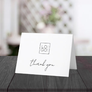 White Add Your Own Custom Logo Business Company Thank You Card