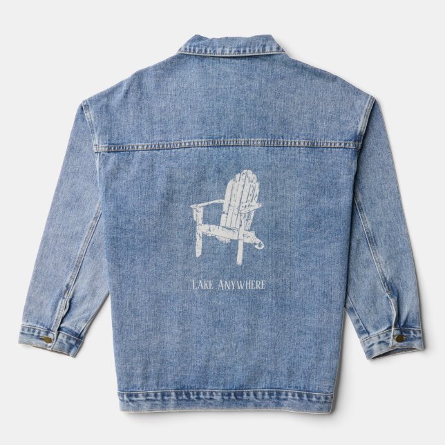 White Adirondack Chair Personalised Souvenir Denim Jacket (Back)