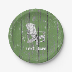 White Adirondack Chair Your Text Background Colour Paper Plate