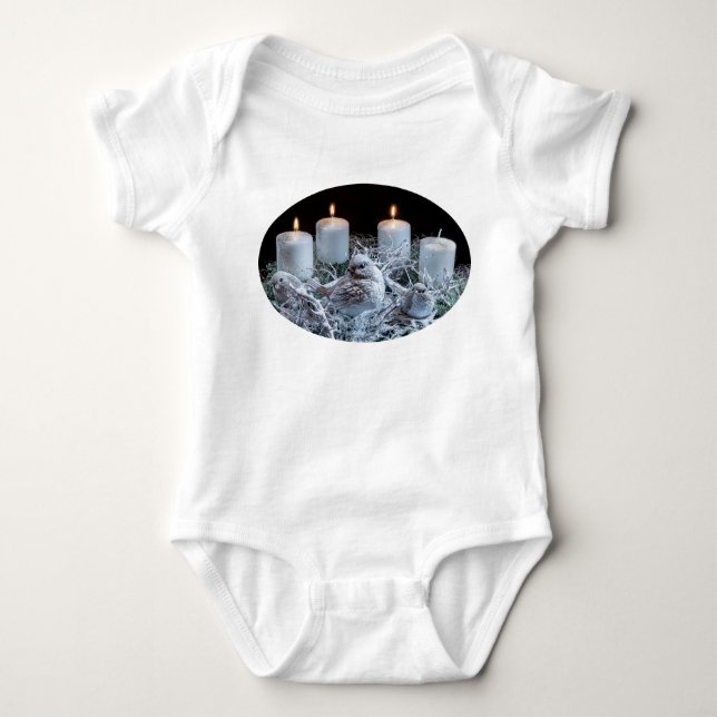 White Advent Wreath Baby Bodysuit (Front)