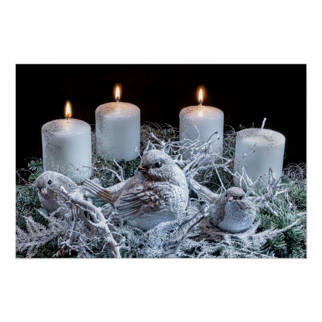 White Advent Wreath Poster (Front)