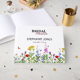 White Aesthetic Wildflowers Bridal Shower Guest Bo Book