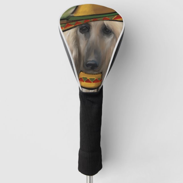 White Afghan Hound    Golf Head Cover (Front)