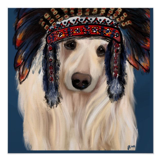 White Afghan Hound Poster (Front)