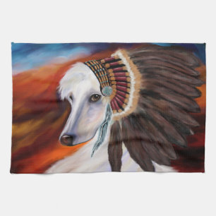White Afghan Hound Tea Towel
