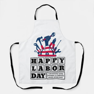 White after happy Labour Day Holiday Apron