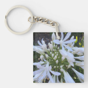 White Agapanthus Flowers Key Ring