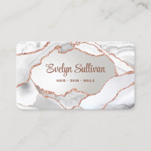 White Agate Faux Foil Business Card