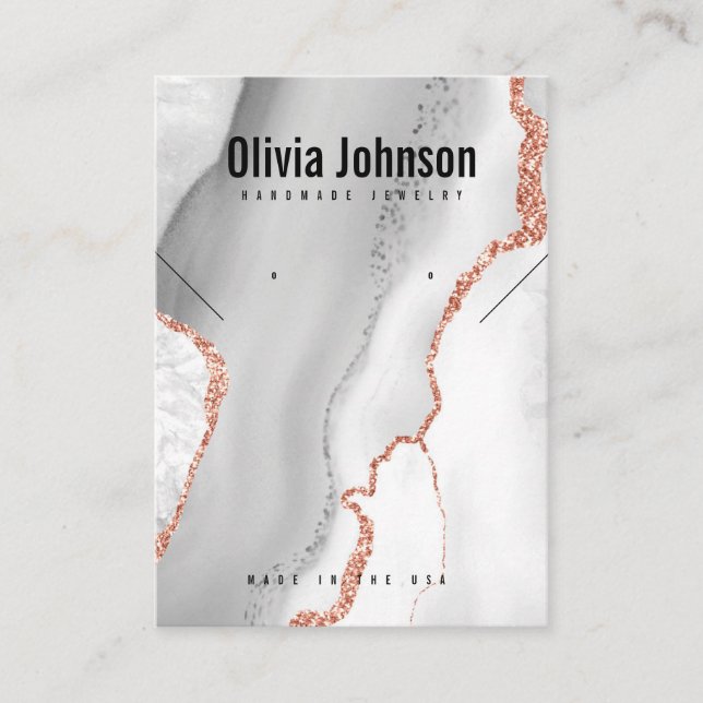 White Agate Jewellery Earrings Necklace Display Business Card (Front)