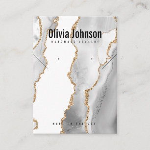 White Agate Jewellery Earrings Necklace Display Business Card