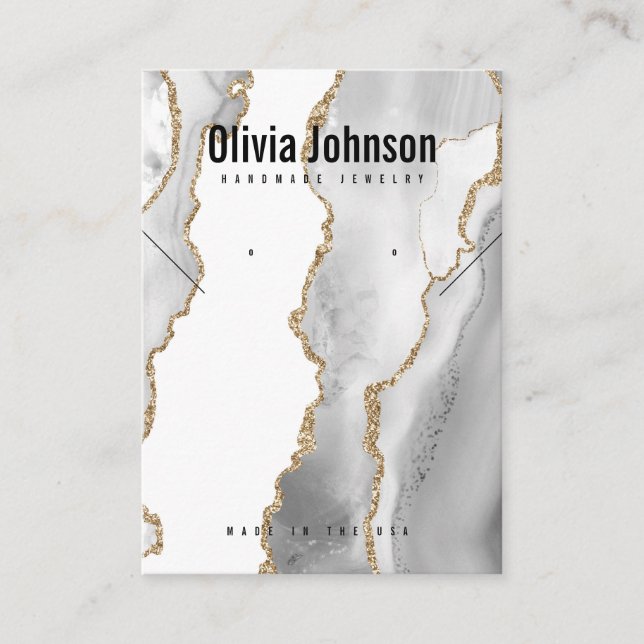 White Agate Jewellery Earrings Necklace Display Business Card (Front)