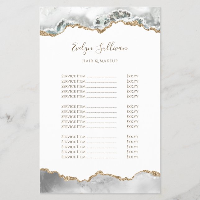 White agate price list flyer (Front)