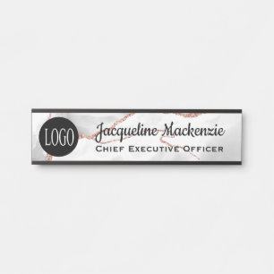 White Agate Rose Gold Office Door Sign Signs