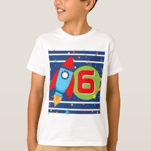 White Age Rocket Ship Outer Space Birthday Shirt