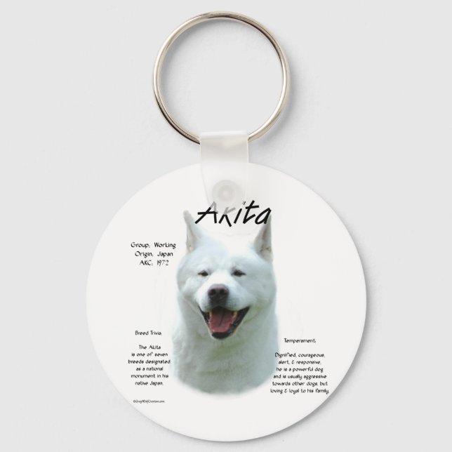 White Akita History  Key Ring (Front)