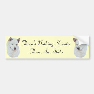 White akita portrait with original dog slogan bumper sticker