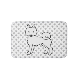 White Alaskan Klee Kai Cute Cartoon Dog Bath Mat