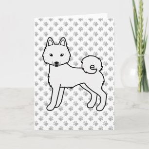 White Alaskan Klee Kai Cute Cartoon Dog Card