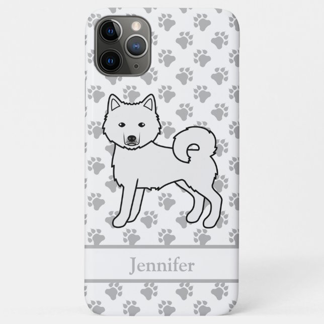 White Alaskan Malamute Cute Cartoon Dog & Name Case-Mate iPhone Case (Back)