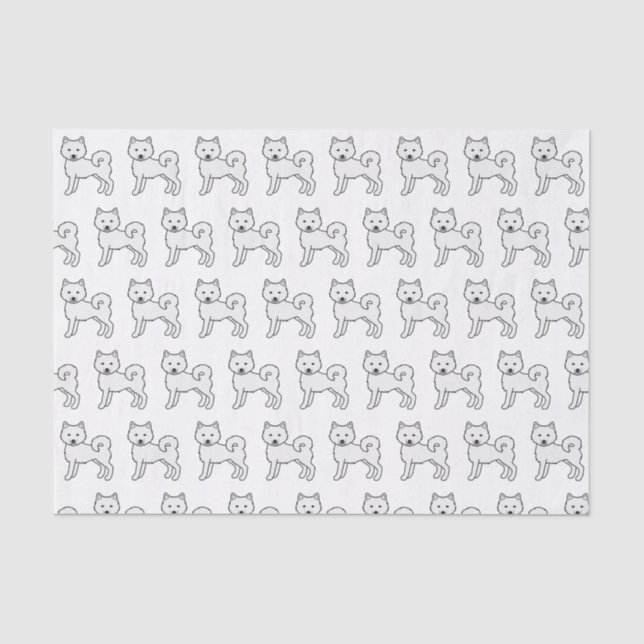 White Alaskan Malamute Cute Cartoon Dog Pattern Tissue Paper (Front)