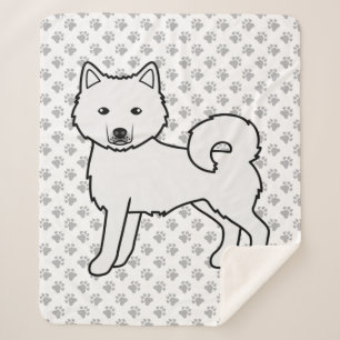 White Alaskan Malamute Cute Cartoon Dog Sherpa Blanket