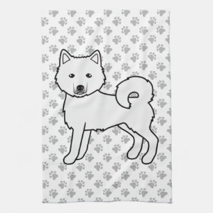 White Alaskan Malamute Cute Cartoon Dog Tea Towel