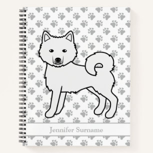 White Alaskan Malamute Dog & Custom Text Notebook