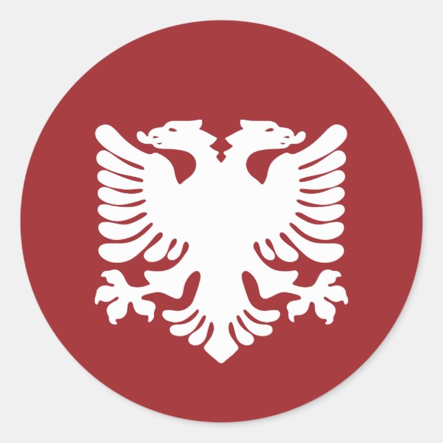 White Albanian Eagle on Red Background Sticker (Front)