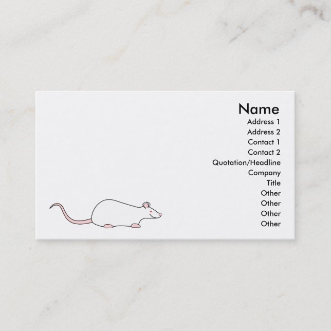White Albino Pet Rat. Business Card (Front)