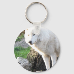 White albino wolf spirit - Therian gifts Key Ring