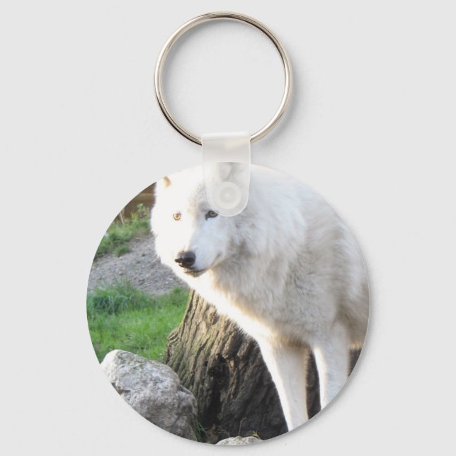 White albino wolf spirit - Therian gifts Key Ring (Front)