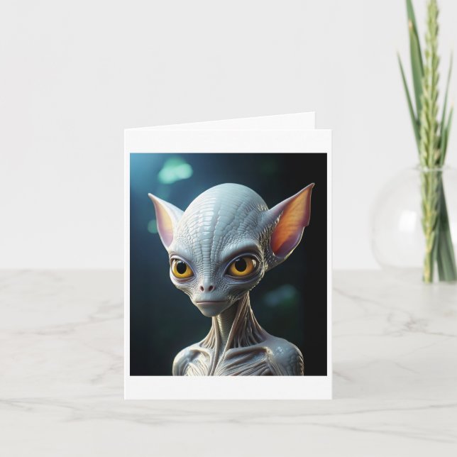 White Alien Sticker  Card (Front)