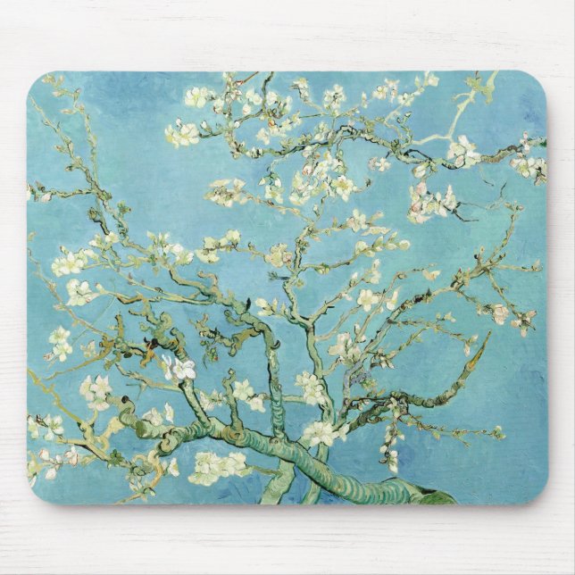 White almond blossom by Vincent Van Gogh Mouse Mat (Front)