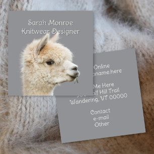 White Alpaca Fiber Yarn Square Business Card