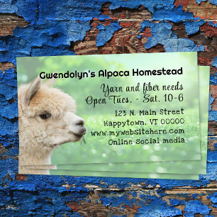 White Alpaca Knitting Fibre Business Card