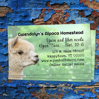 White Alpaca Knitting Fibre Business Card