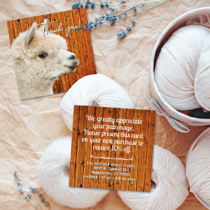 White Alpaca Thank You Discount Business Card