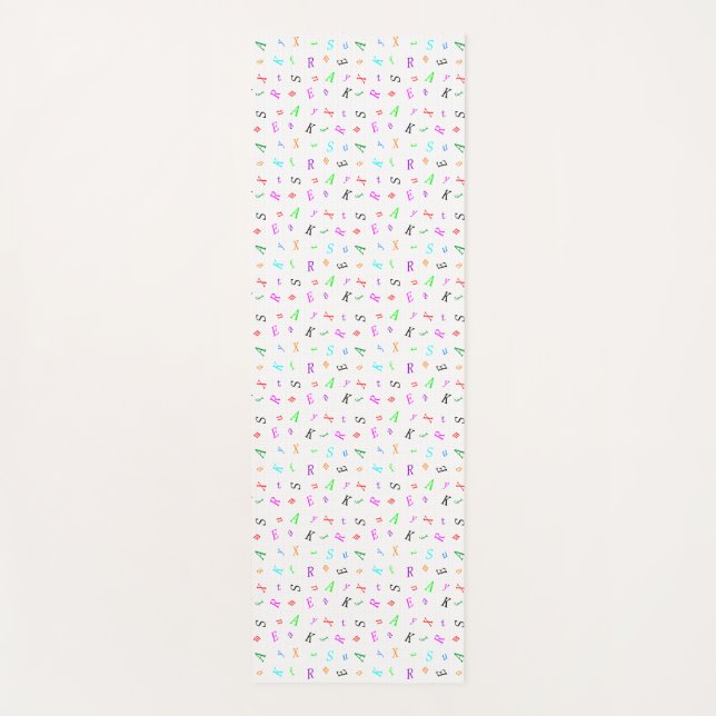 White Alphabet Yoga Mat (Front)