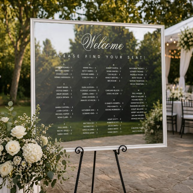 White Alphabetical Seating Chart Transparent  Window Cling (Creator Uploaded)