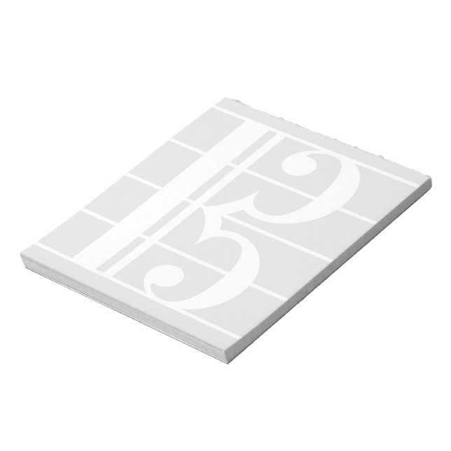 White Alto Clef Notepad (Rotated)