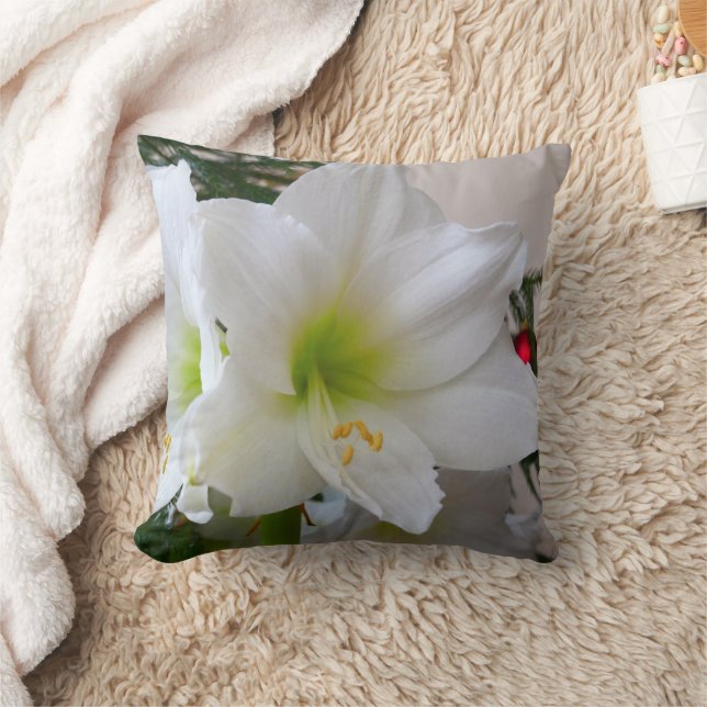 White Amaryllis and Christmas Tree Cushion (Blanket)
