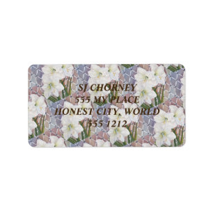 WHITE AMARYLLIS FLORAL LABEL