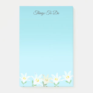 White Amaryllis Flowers on Light Blue Things To Do Post-it Notes