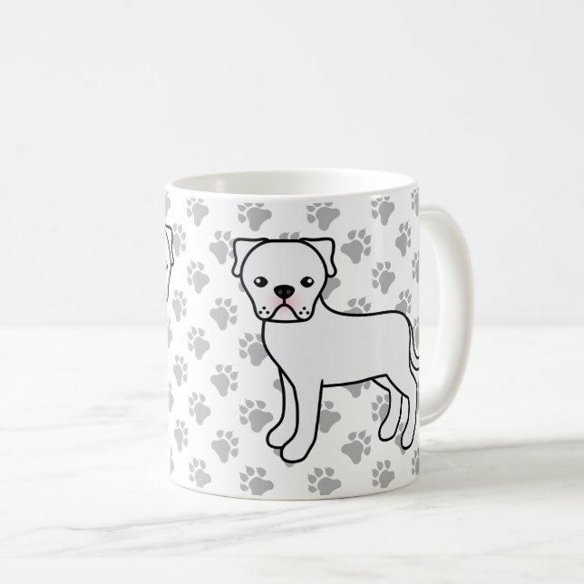 White American Bulldog Cute Cartoon Dog Coffee Mug (Front Right)