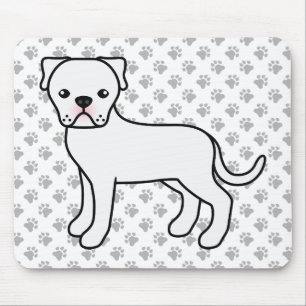 White American Bulldog Cute Cartoon Dog Mouse Mat