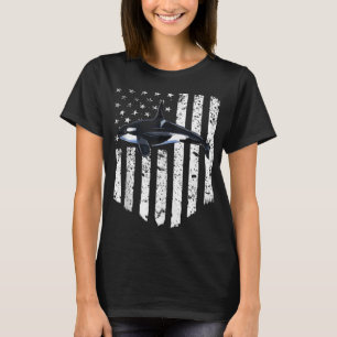 White American Flag Orca Killer Whale 4th Of July T-Shirt