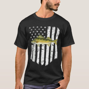 White American Flag Walleye 4th Of July Fish T-Shirt