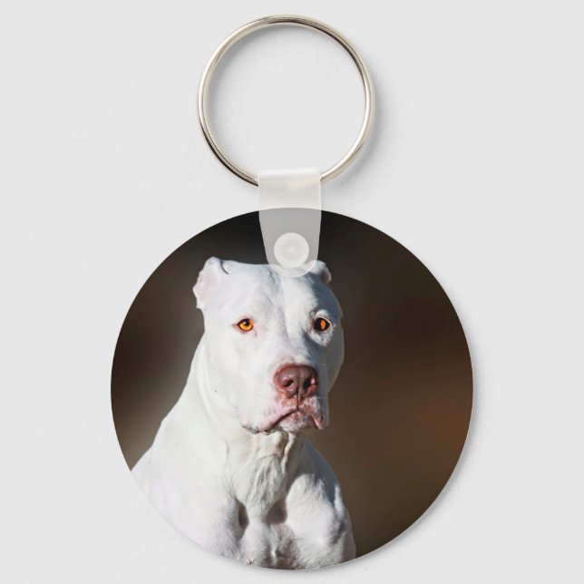 White American Pitbull Terrier Rescue Dog Key Ring (Front)