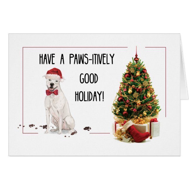 White American Staffordshire Terrier Fun Christmas (Front Horizontal)