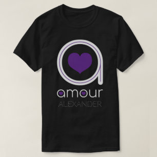 White Amour Love, Purple Heart, Name Personalised T-Shirt
